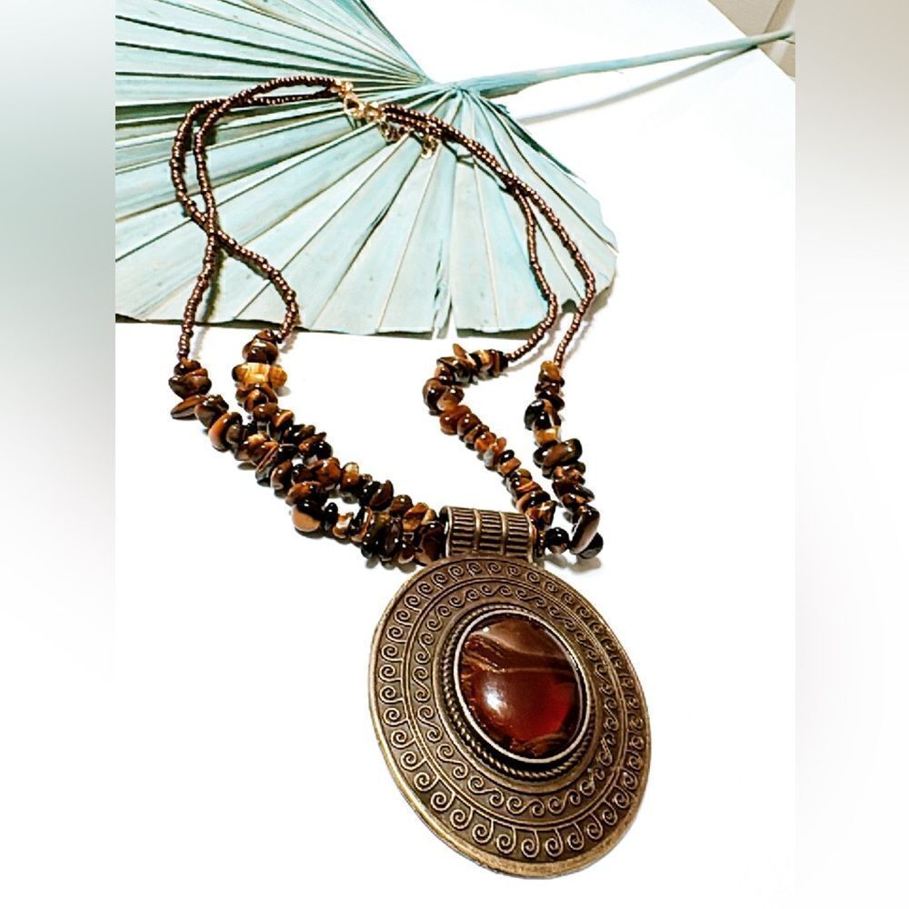 Beaded boho necklace S625 - Picture 3 of 4